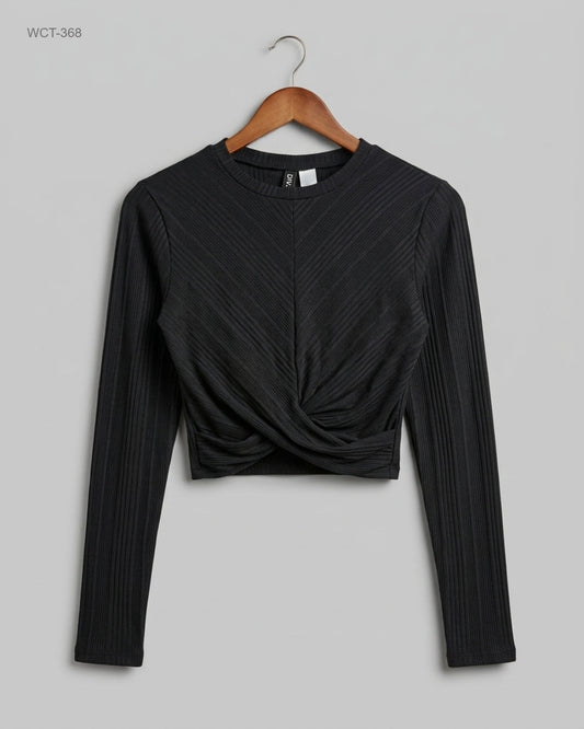 Winter Crop Tops | H&M | Preloved Branded | Black Polyester | Premium | OTS Thrift Store Lahore Pakistan