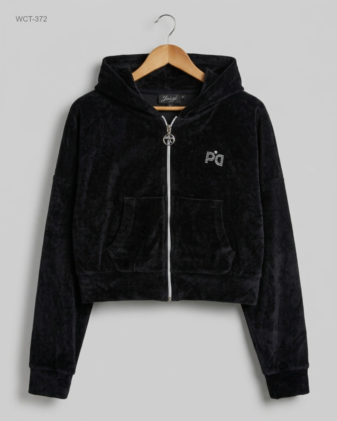 pindydoll (WCT-372) Cropped Velour Zip-Up Hoodie