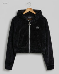 pindydoll (WCT-372) Cropped Velour Zip-Up Hoodie
