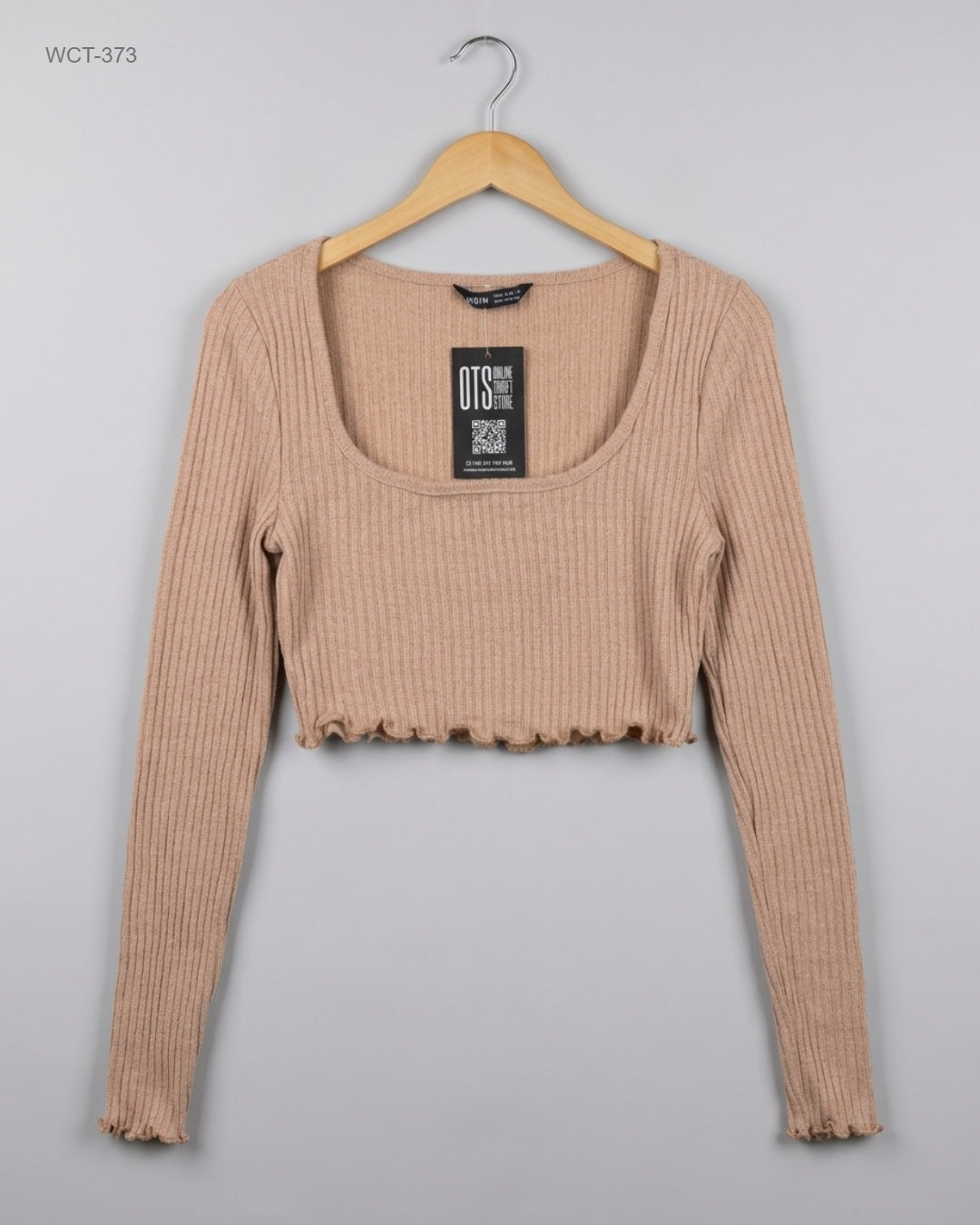 Secondhand Branded Winter Crop Tops by Shein, Beige Polyester fabric, Premium condition, for Womens - Online Thrift Shop Lahore Pakistan