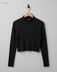 TALLY WEIJL (WCT-374) Ribbed Mock-Neck Crop Top