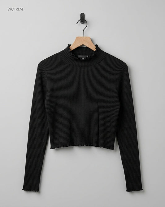 Winter Crop Tops | TALLY WEIJL | Preloved Branded | Black Cotton | Premium | OTS Thrift Store Islamabad Pakistan