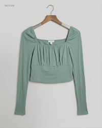 Topshop (WCT-375) Ruched Square-Neck Crop Top