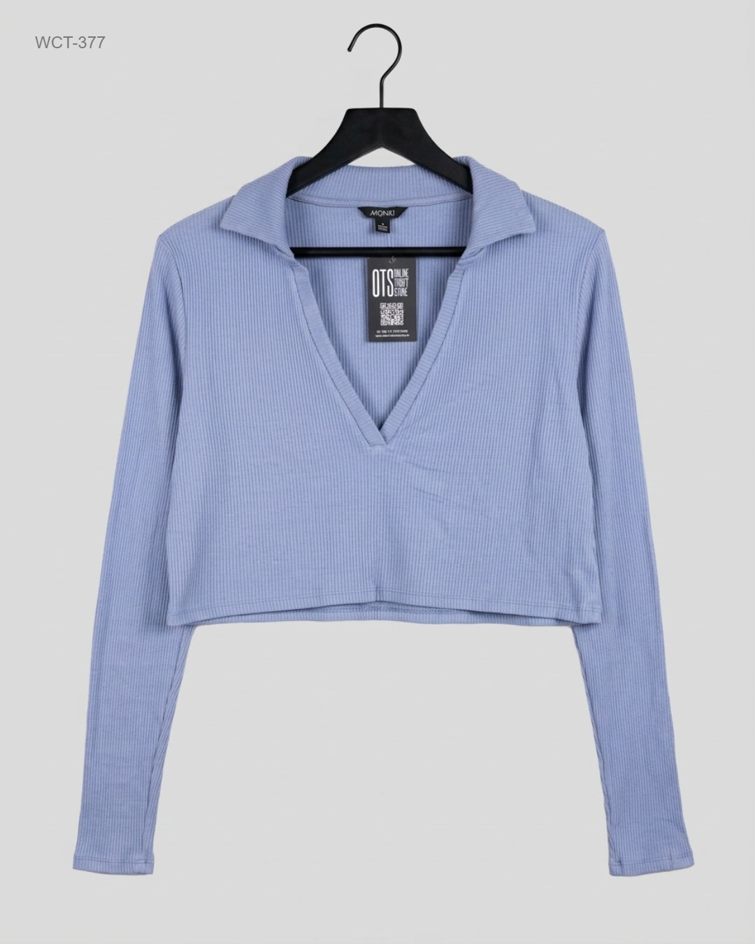 Secondhand Branded Winter Crop Tops by MONKL, Blue Cotton fabric, Premium condition, for Womens - Online Thrift Shop Lahore Pakistan
