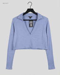 MONKL (WCT-377) Ribbed Long Sleeve Crop Top
