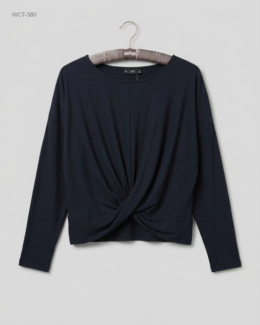 Preloved Premium Winter Crop Tops by F&F, Black Polyester for Womens - OTS Thrift Shop Peshawar Pakistan