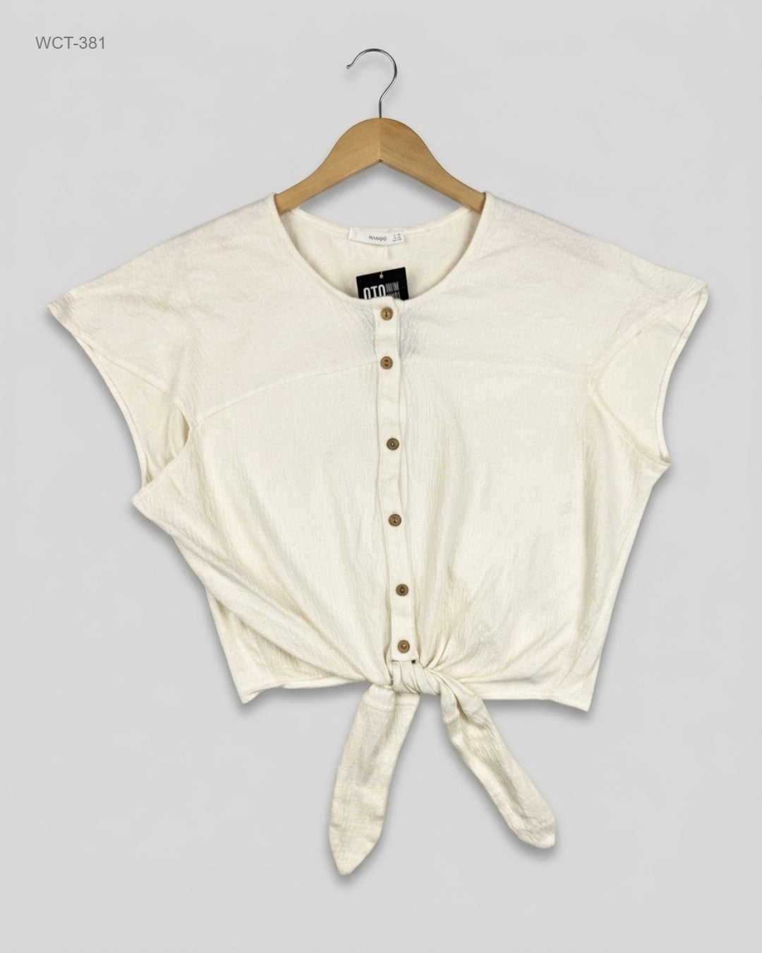 UK Imported secondhand Winter Crop Tops - Mango brand, White Cotton, Premium condition, for Womens - Online Thrift Store Karachi Pakistan