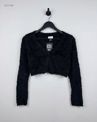 PLACE (WCT-382) Fuzzy Cropped Cardigan