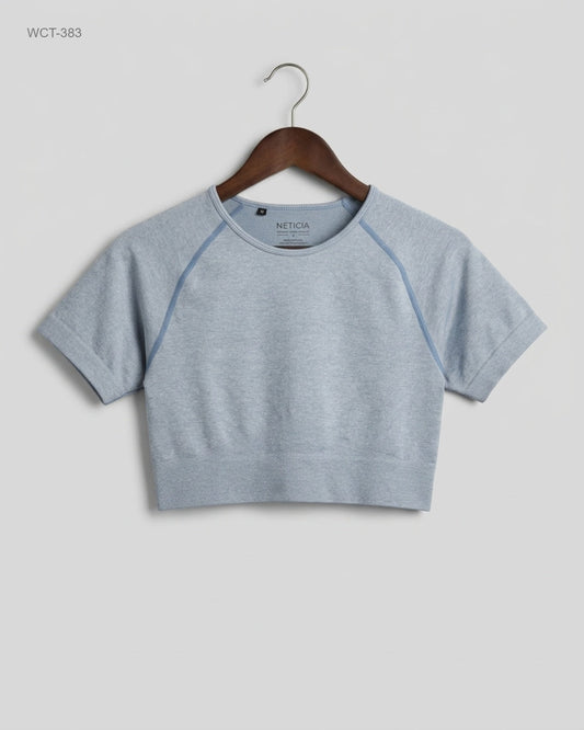UK Imported secondhand Winter Crop Tops - CUT LABEL brand, SkyBlue Polyester, Premium condition, for Womens - Online Thrift Store Islamabad Pakistan