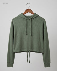 GINATRICOT (WCT-386) Ribbed Crop Hoodie