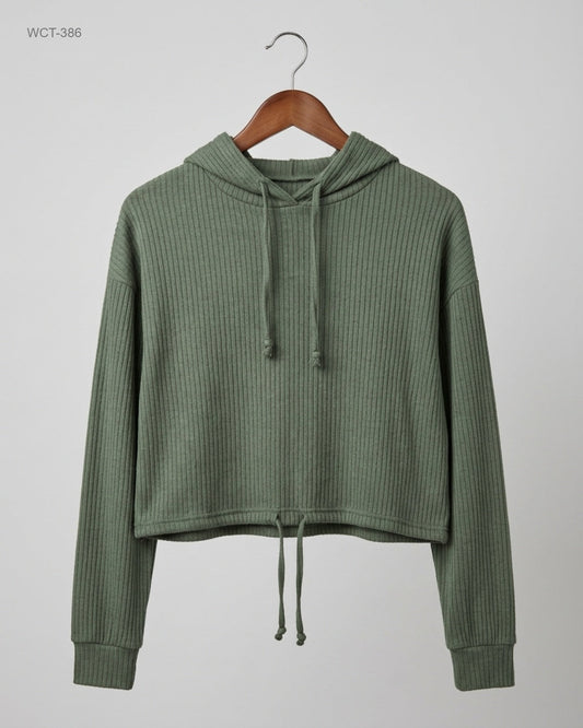 UK Imported secondhand Winter Crop Tops - GINATRICOT brand, Green Cotton, Premium condition, for Womens - Online Thrift Store Lahore Pakistan