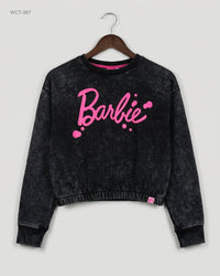 BARBIE (WCT-387) Cropped Acid-Wash Sweatshirt
