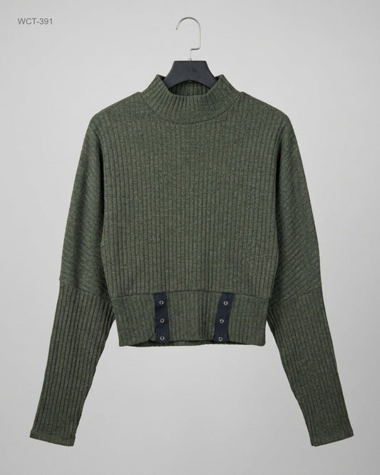 Secondhand Branded Winter Crop Tops by NIKKA, Green Wool-Acrylic fabric, Premium condition, for Womens - Online Thrift Shop Islamabad Pakistan