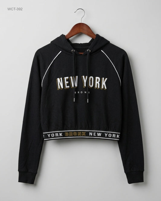 Preloved Premium Winter Crop Tops by New Look, Black Cotton for Womens - OTS Thrift Shop Peshawar Pakistan