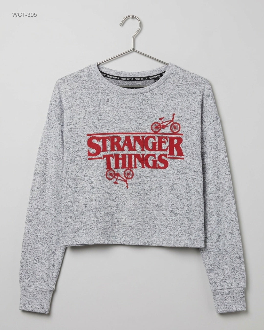 Secondhand Branded Winter Crop Tops by STRANGERTHINGS, Grey Viscose fabric, Premium condition, for Womens - Online Thrift Shop Islamabad Pakistan