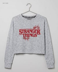 STRANGERTHINGS (WCT-395) Cropped Long-Sleeve Graphic Tee