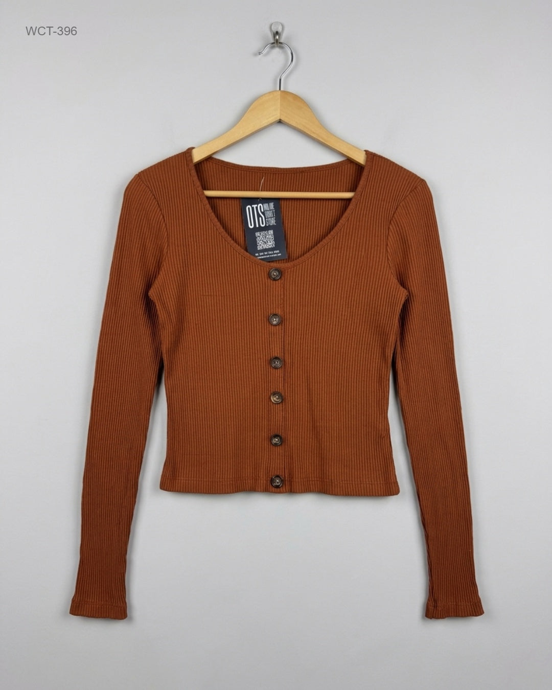 Secondhand Branded Winter Crop Tops by CUT LABEL, Brown Viscose fabric, Premium condition, for Womens - Online Thrift Shop Islamabad Pakistan