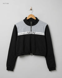 MANIER DE VOIR (WCT-399) Quarter-Zip Cropped Sweatshirt