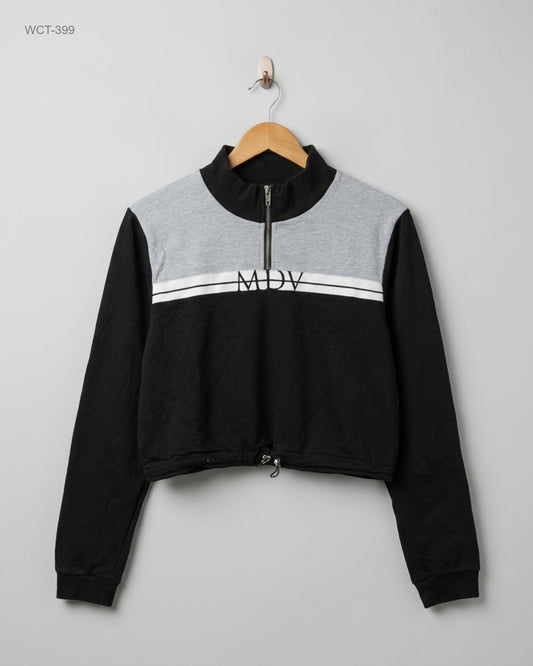 UK Imported secondhand Winter Crop Tops - MANIER DE VOIR brand, Black Cotton, Premium condition, for Womens - Online Thrift Store Islamabad Pakistan