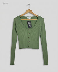 Topshop (WCT-403) Ribbed Button-Down Crop Top