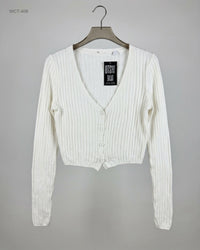 CUT LABEL (WCT-408) Cropped Ribbed Cardigan