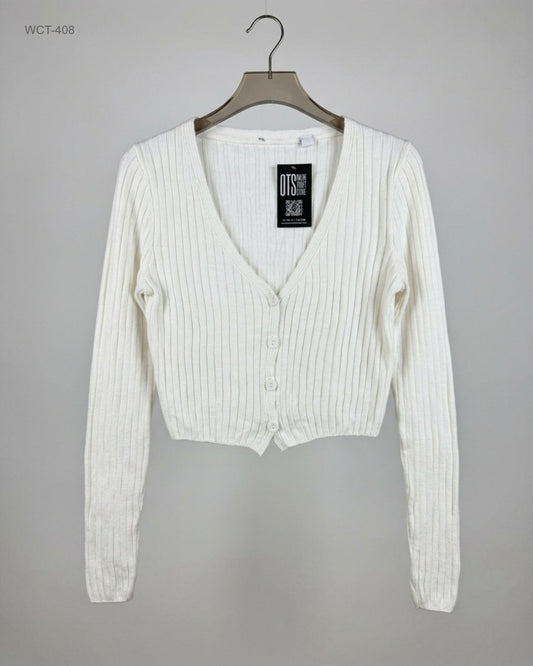 Shop Premium Winter Crop Tops by CUT LABEL | Preloved Branded Clothes | White Cotton | Womens | OTS Thrift Store Karachi Pakistan