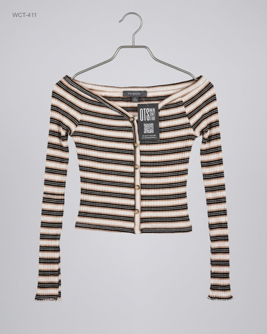 UK Imported secondhand Winter Crop Tops - Primark brand, Brown Cotton, Premium condition, for Womens - Online Thrift Store Karachi Pakistan