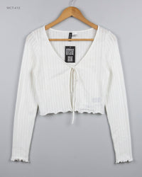 H&M (WCT-413) Tie-Front Pointelle Crop Top