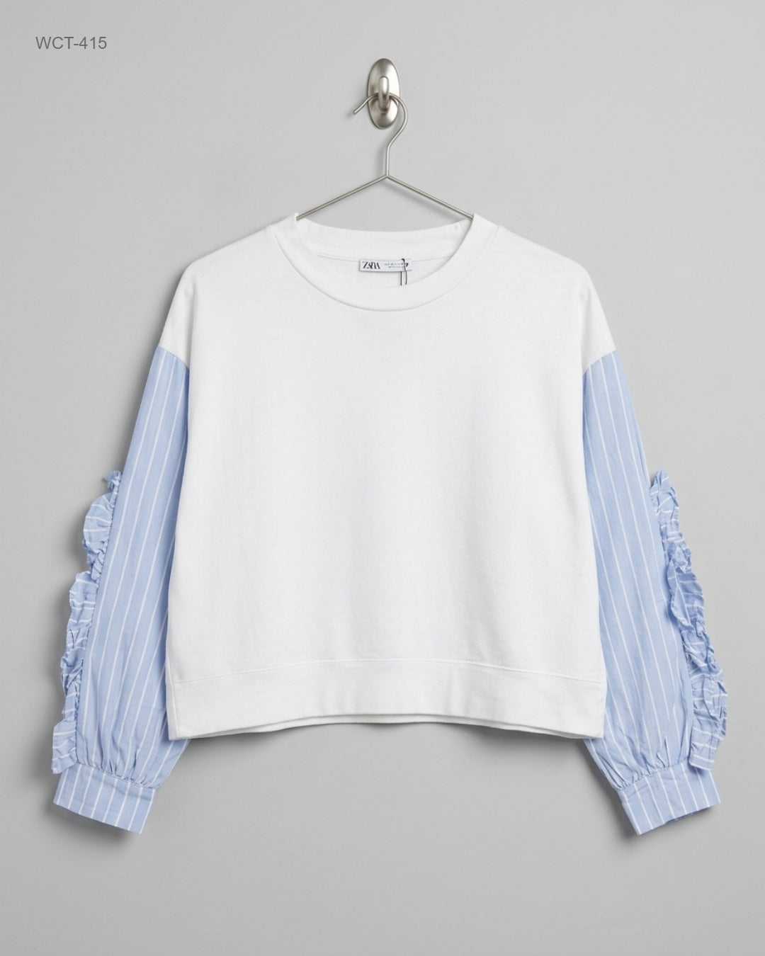 Zara (WCT-415) Mixed-Media Sweatshirt Top