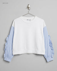 Zara (WCT-415) Mixed-Media Sweatshirt Top