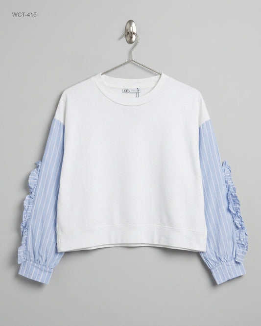 Shop Excellent Winter Crop Tops by Zara | Preloved Branded Clothes | White Polyester | Womens | OTS Thrift Store Lahore Pakistan