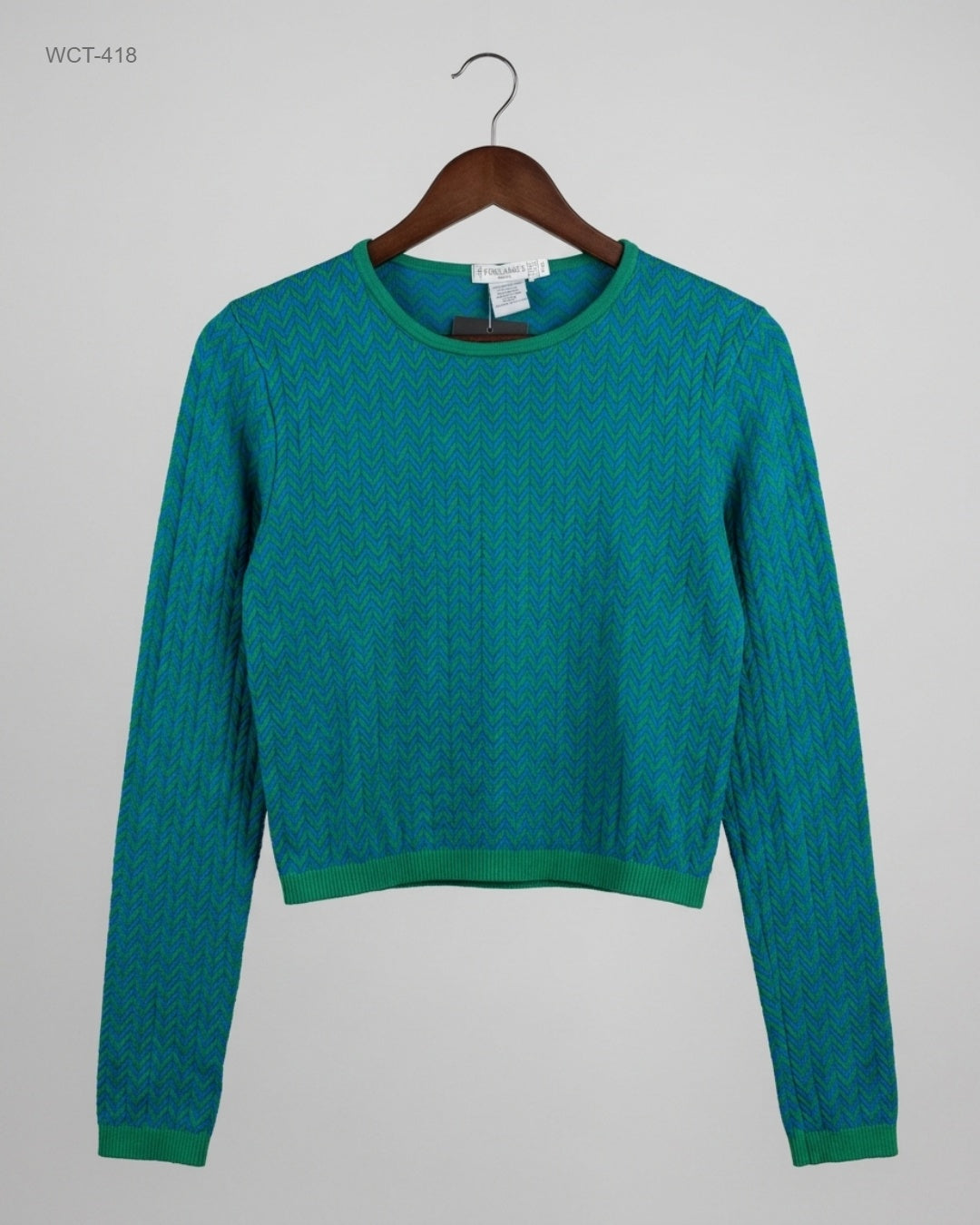 Secondhand Branded Winter Crop Tops by Stradivarius, Green Polyester fabric, Premium condition, for Womens - Online Thrift Shop Karachi Pakistan