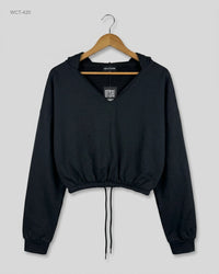 PRETTYLITTLETHING (WCT-420) Cropped V-Neck Hoodie