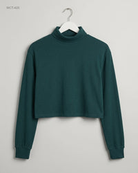PULL&BEAR (WCT-423) Mock Neck Ribbed Crop Top
