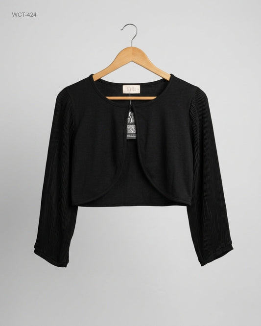 UK Imported secondhand Winter Crop Tops - SAVIDA brand, Black Polyester, Premium condition, for Womens - Online Thrift Store Islamabad Pakistan