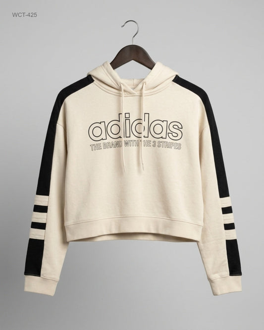 Shop Premium Winter Crop Tops by ADIDAS | Preloved Branded Clothes | Beige Cotton | Womens | OTS Thrift Store Islamabad Pakistan
