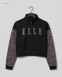 ELLE (WCT-426) Cropped Quarter-Zip Sweatshirt