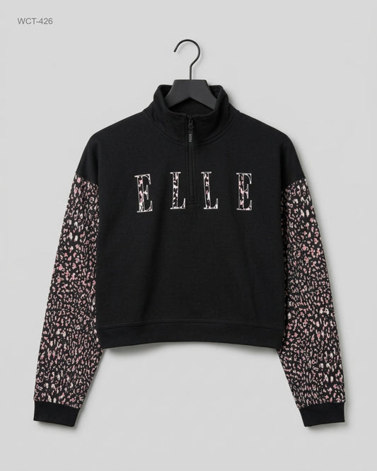 Premium Condition Winter Crop Tops | Preloved ELLE | Black Cotton | Thrift Shop for Womens Peshawar Pakistan | OTS