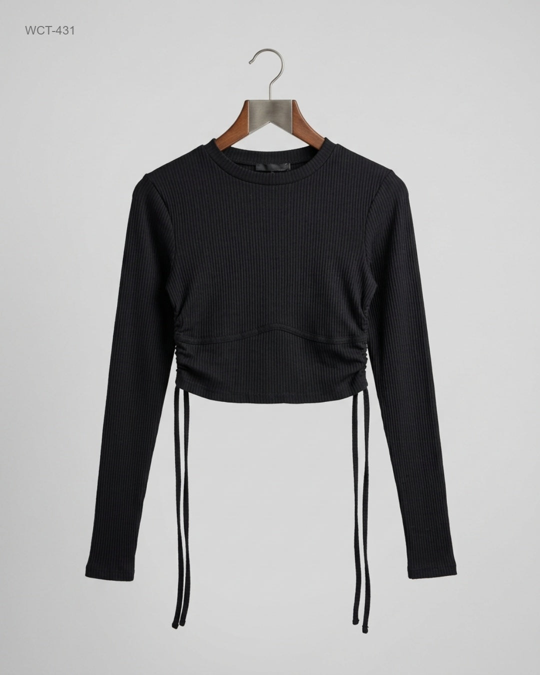 Preloved Premium Winter Crop Tops by Bershka, Black Polyester for Womens - OTS Thrift Shop Lahore Pakistan