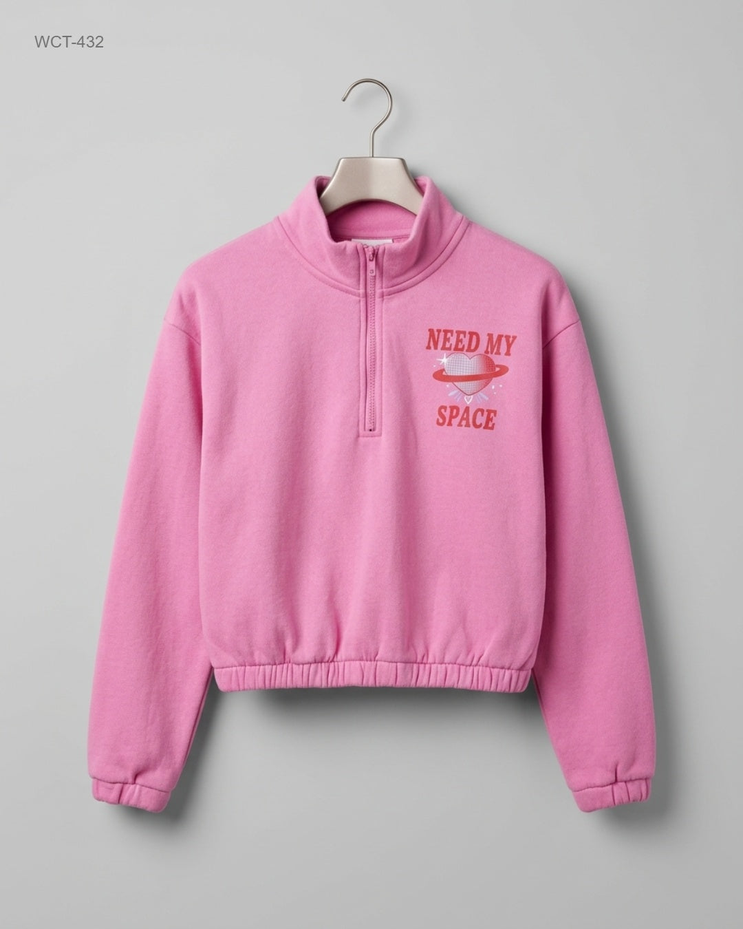 DUNNES STORES (WCT-432) Half-Zip Cropped Sweatshirt