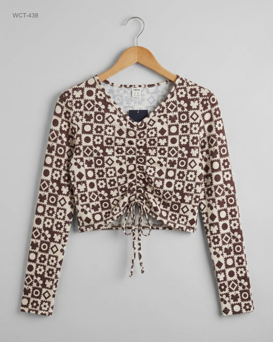 UK Imported secondhand Winter Crop Tops - Shein brand, Brown Cotton, Premium condition, for Womens - Online Thrift Store Lahore Pakistan