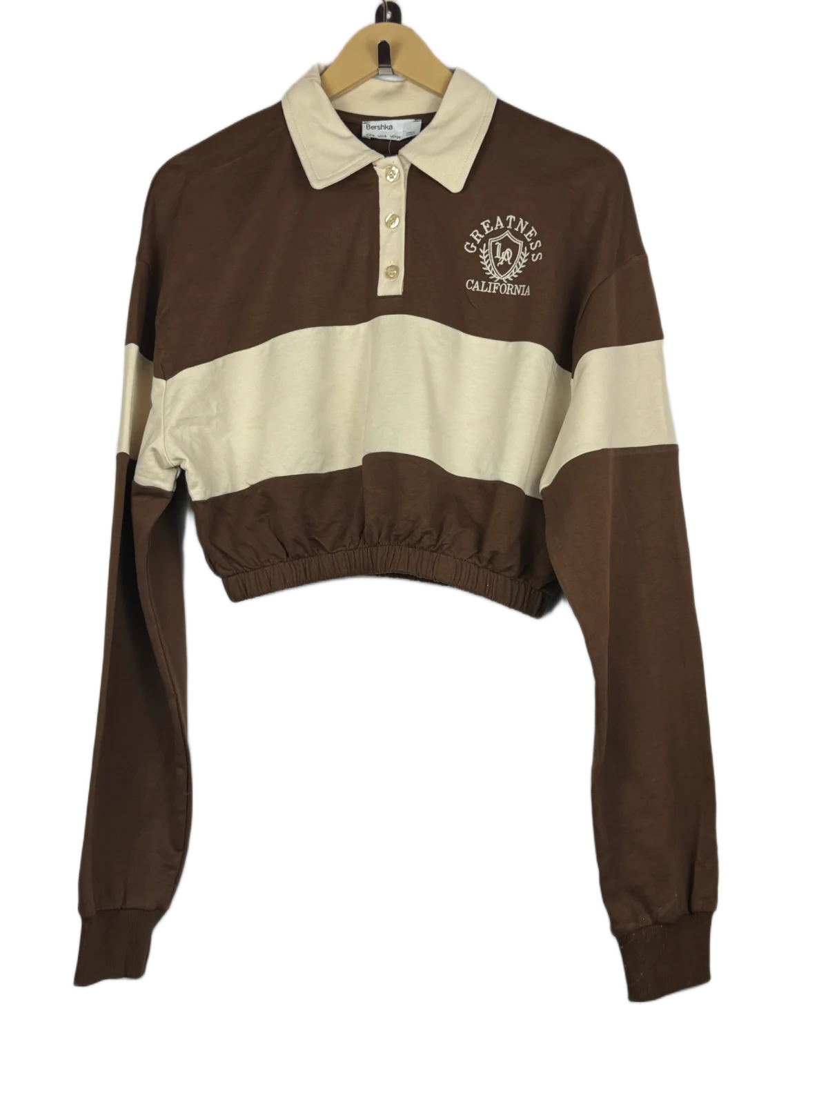 Brown & White Winter Crop Top by Bershka (WCT-44)
