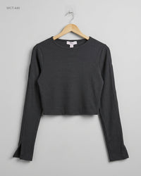 New Look (WCT-440) Long-Sleeved Ribbed Crop Top