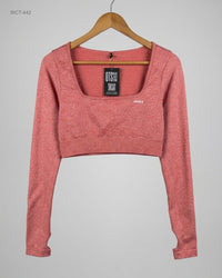 CUT LABEL (WCT-442) Athletic Long Sleeve Crop Top
