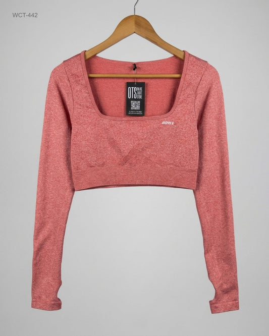 Secondhand Branded Winter Crop Tops by CUT LABEL, Pink Polyester fabric, Premium condition, for Womens - Online Thrift Shop Peshawar Pakistan