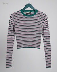PULL&BEAR (WCT-444) Long-Sleeved Ribbed Crop Top