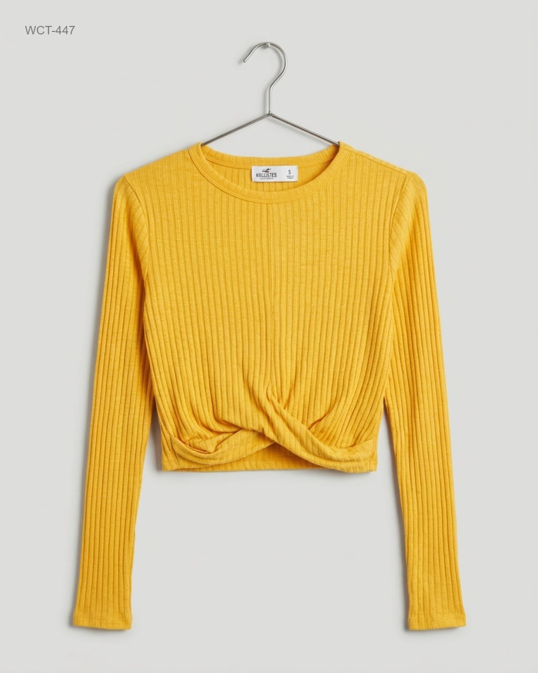 HOLLISTER (WCT-447) Knot-Front Ribbed Crop Top