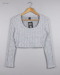 Shein (WCT-448) Ribbed Knit Long-Sleeve Crop Top