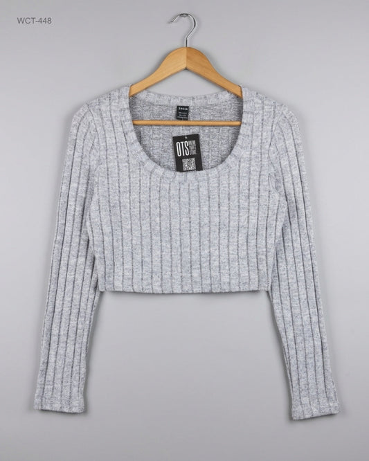 Shop Premium Winter Crop Tops by Shein | Preloved Branded Clothes | Gray Cotton | Womens | OTS Thrift Store Karachi Pakistan