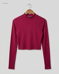 Primark (WCT-451) Mock Neck Long Sleeve Crop Top